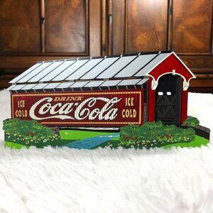 NWOT Vintage Coca-Cola Collectibles Wood 'Cover Your Thirst' Bridge Stand Plaque
